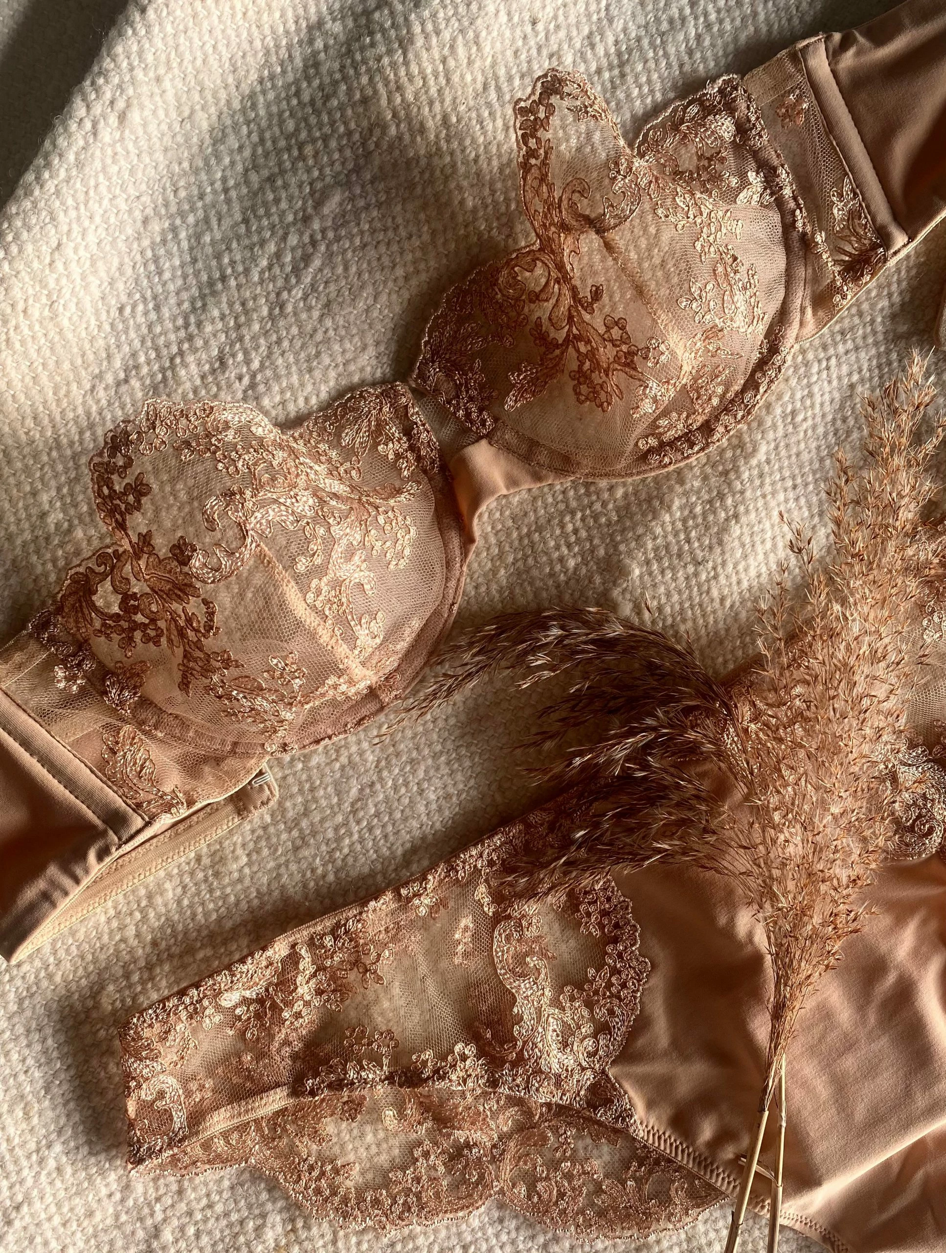 Coutille Strapless Balconette Clam Bra In Oat Accessories 5 Coutille Strapless Balconette Clam Bra In Oat Accessories