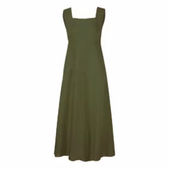 Justine Tabak Womenswear Khaki Linen Holland Park Dress
