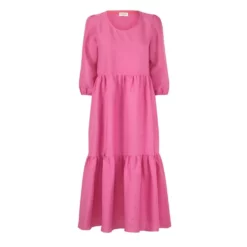 Justine Tabak Pink Linen Petticote Lane Dress Womenswear